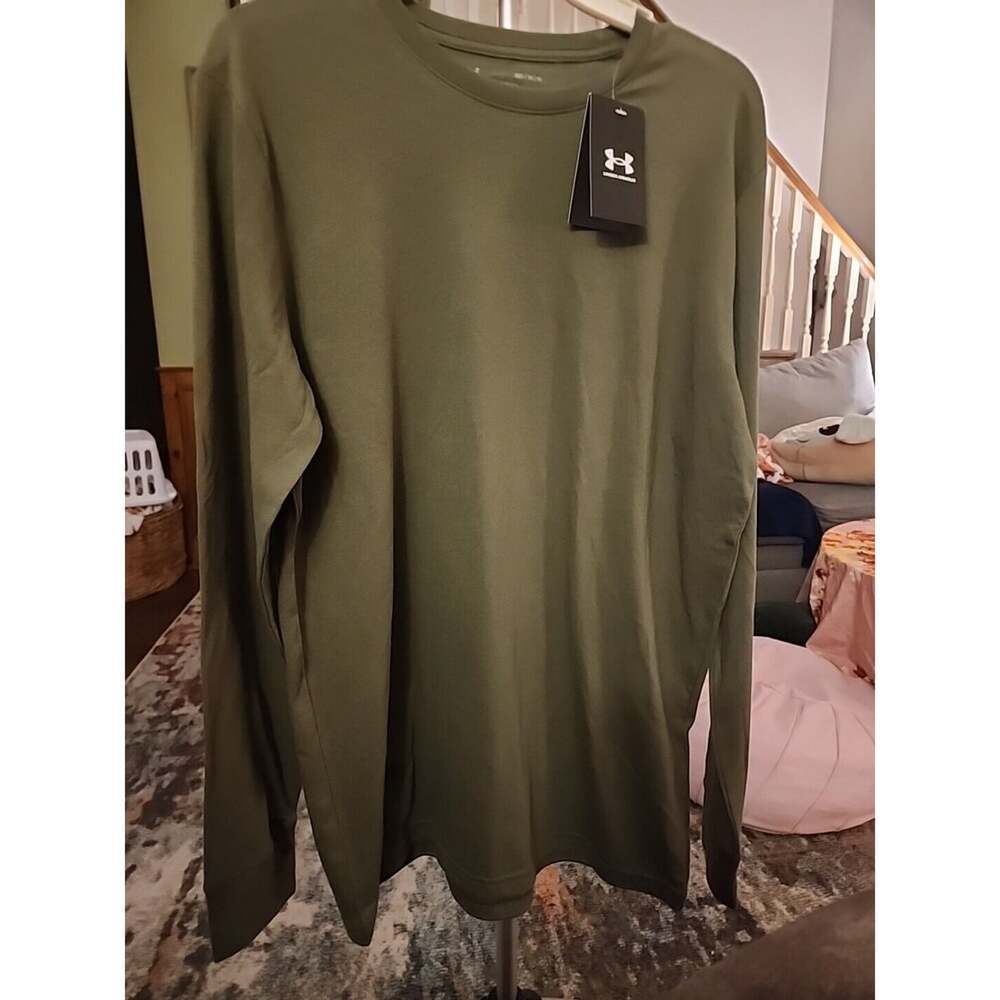 UNDER ARMOUR Long Sleeve Training Shirt Small Greenish Brown Loose Fit CR5 Nice
